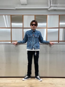 「らふこーで」｜「アイテム（デニムジャケット）」を使った、京都くんさん（メンズ・172cm）の冬コーディネート