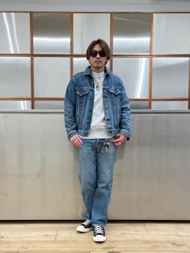 「らふこーで」｜「アイテム（デニムジャケット）」を使った、京都くんさん（メンズ・172cm）の冬コーディネート