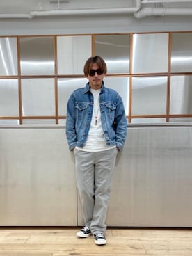 「らふこーで」｜「アイテム（デニムジャケット）」を使った、京都くんさん（メンズ・172cm）の冬コーディネート