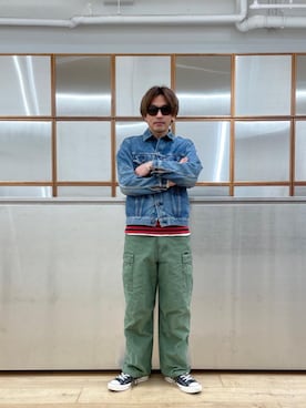 「らふこーで」｜「アイテム（デニムジャケット）」を使った、京都くんさん（メンズ・172cm）の冬コーディネート