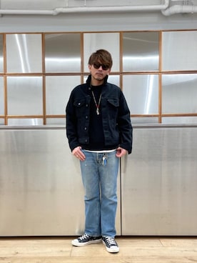 「らふこーで」｜「アイテム（デニムジャケット）」を使った、京都くんさん（メンズ・172cm）の春コーディネート
