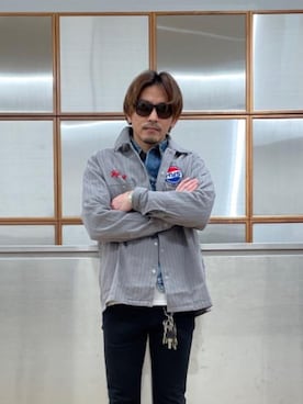 「シャツ 」｜「アイテム（デニムジャケット）」を使った、京都くんさん（メンズ・172cm）の春コーディネート
