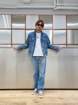 「らふこーで」｜「アイテム（デニムジャケット）」を使った、京都くんさん（メンズ・172cm）の夏コーディネート