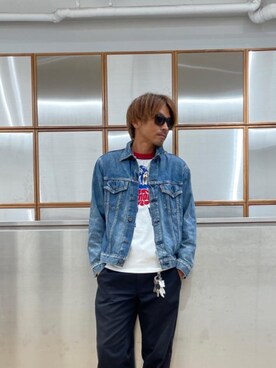 「らふこーで」｜「アイテム（デニムジャケット）」を使った、京都くんさん（メンズ・172cm）の夏コーディネート