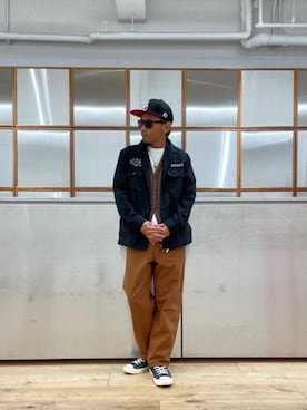 「みりたりー」｜「アイテム（帽子）」を使った、京都くんさん（メンズ・172cm）の秋コーディネート
