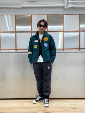 「撥水」｜「アイテム（ブルゾン）」を使った、京都くんさん（メンズ・172cm）の秋コーディネート