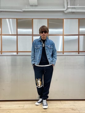 「らふこーで」｜「アイテム（デニムジャケット）」を使った、京都くんさん（メンズ・172cm）の冬コーディネート
