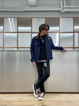 「でにむ」｜「アイテム（デニムジャケット）」を使った、京都くんさん（メンズ・172cm）の冬コーディネート
