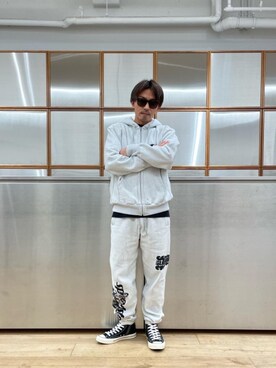 「らふこーで」｜「アイテム（スウェットパンツ）」を使った、京都くんさん（メンズ・172cm）の冬コーディネート