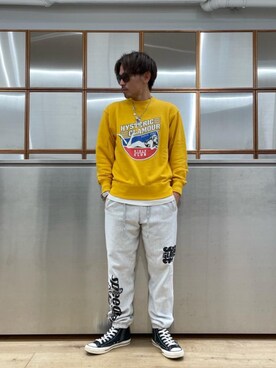 「らふこーで」｜「アイテム（スウェットパンツ）」を使った、京都くんさん（メンズ・172cm）の冬コーディネート