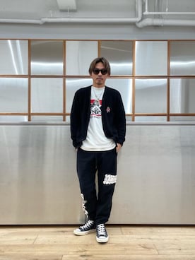 「らふこーで」｜「アイテム（スウェットパンツ）」を使った、京都くんさん（メンズ・172cm）の冬コーディネート
