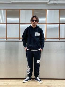「らふこーで」｜「アイテム（スウェットパンツ）」を使った、京都くんさん（メンズ・172cm）の冬コーディネート