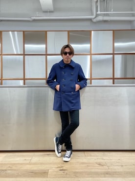 「HYSTERIC GLAMOUR（ヒステリックグラマー）のアイテム（ピーコート）」を使った、京都くんさん（メンズ・172cm）の冬コーディネート