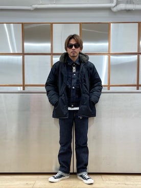 「でにむ」｜「アイテム（ダウンジャケット/コート）」を使った、京都くんさん（メンズ・172cm）の冬コーディネート
