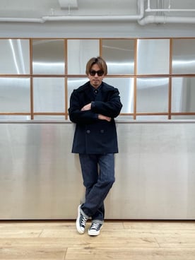 「HYSTERIC GLAMOUR（ヒステリックグラマー）のアイテム（ピーコート）」を使った、京都くんさん（メンズ・172cm）の冬コーディネート