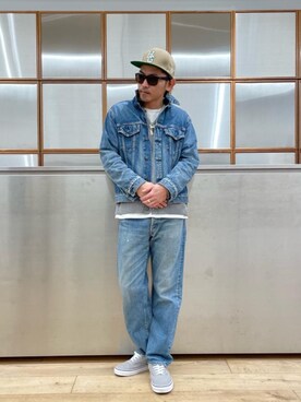 「でにむ」｜「アイテム（デニムジャケット）」を使った、京都くんさん（メンズ・172cm）の冬コーディネート