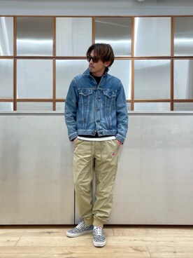 「らふこーで」｜「アイテム（デニムジャケット）」を使った、京都くんさん（メンズ・172cm）の春コーディネート