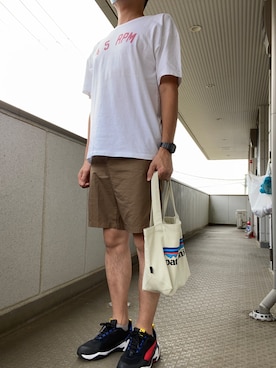 「45R（フォーティファイブアール）のアイテム（Tシャツ/カットソー）」を使った、がじろう♡さん（メンズ・179cm）の夏コーディネート