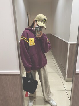 「トイレから失礼しやす」｜「アイテム（帽子）」を使った、ᴋさん（レディース・159cm）の冬コーディネート