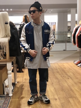 「AVIREX（アヴィレックス）のアイテム（ブルゾン）」を使った、hayato inoueさん（メンズ・170cm）の冬コーディネート