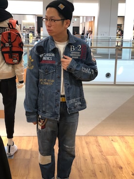 「AVIREX（アヴィレックス）のアイテム（デニムジャケット）」を使った、hayato inoueさん（メンズ・170cm）の冬コーディネート