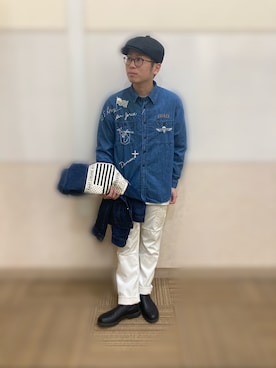 「AVIREX（アヴィレックス）のアイテム（デニムジャケット）」を使った、hayato inoueさん（メンズ・172cm）の冬コーディネート