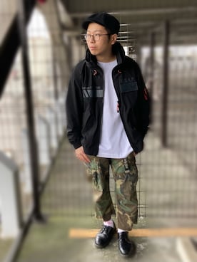「アイテム（ミリタリージャケット）」を使った、hayato inoueさん（メンズ・172cm・20代）の冬コーディネート