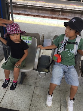 「JUNK FOOD（ジャンクフード）のアイテム」を使った、2kids_mamaさん（キッズ・122cm）の秋コーディネート