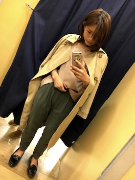 「ジーユーコーデ」｜「アイテム（トレンチコート）」を使った、saaakさん（レディース・154cm）の冬コーディネート