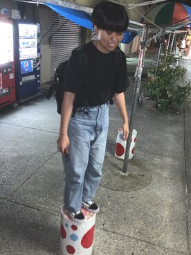 「VANS（バンズ）のアイテム（シューズ、ブラック系）」を使った、ﾜさん（レディース）の夏コーディネート