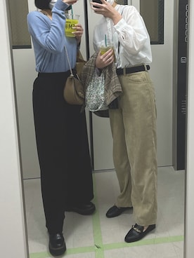 「Mac-House（マックハウス）のアイテム（トップス、ブルー系）」を使った、ﾜさん（レディース）の冬コーディネート