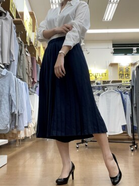 「Mac-House（マックハウス）のアイテム（トップス、ホワイト系）」を使った、ﾜさん（レディース）の春コーディネート