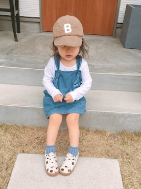 「PUMA × tinycottons （プーマ x タイニーコットン）のアイテム」を使った、SOYUさん（キッズ・90cm）の春コーディネート