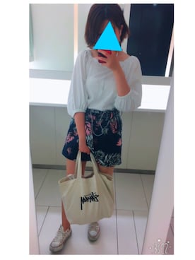 「アイテム（チューブトップ、ホワイト系）」を使った、びんかくさん（レディース・160cm）の夏コーディネート