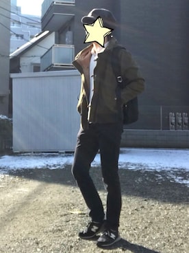 「MSPC（エムエスピーシー）のアイテム」を使った、りょうめがねくろぶちさん（メンズ・171cm）の冬コーディネート