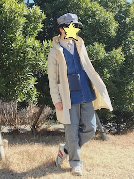 「LAKOLE（ラコレ）のアイテム（キャスケット）」を使った、りょうめがねくろぶちさん（メンズ・171cm）の冬コーディネート