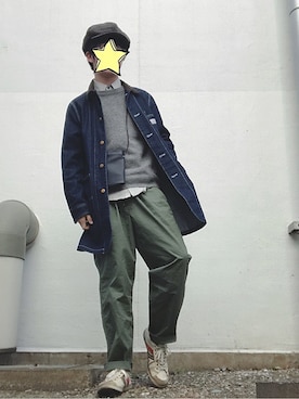 「レイヤードstyle」｜「アイテム（ステンカラーコート）」を使った、りょうめがねくろぶちさん（メンズ・171cm）の冬コーディネート