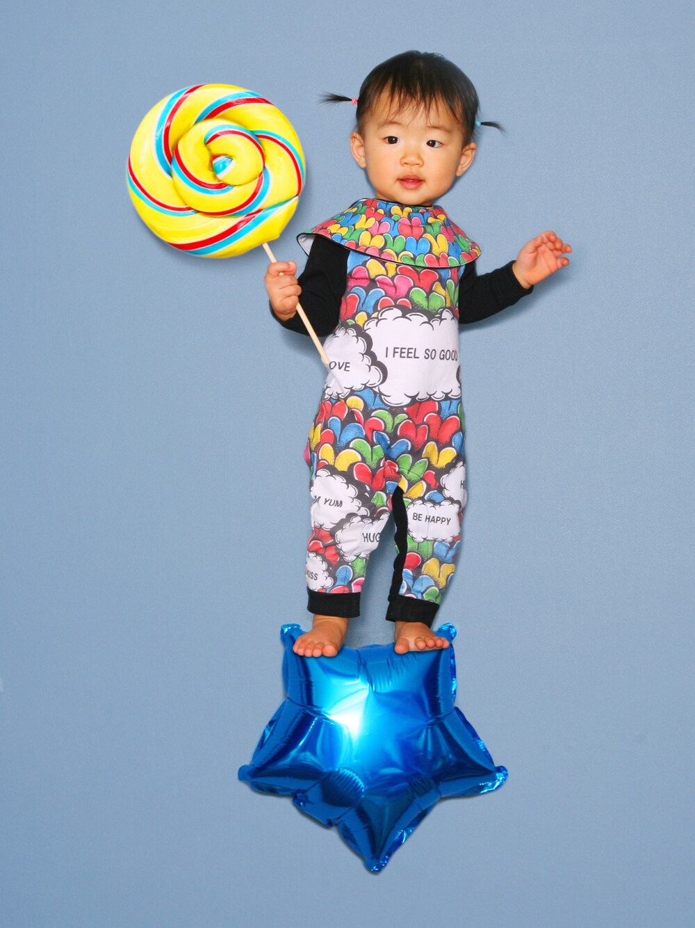 「娘、MARLMARL、キャンディ、lollipop、CANDY、　、女の子」｜「MARLMARLのアイテム（ロンパース、その他）」を使った、🍭さん（キッズ・80cm）の秋コーディネートの1枚目の写真