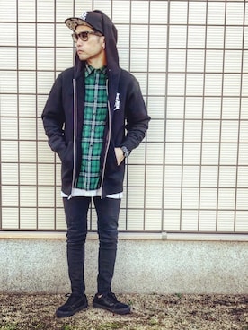 「ジップアップパーカー」｜「アイテム（その他）」を使った、SG Ryoheyさん（メンズ・163cm）の秋コーディネート