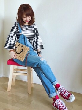 「ニコちゃん」｜「アイテム（アクセサリー）」を使った、memeさん（レディース・158cm）の春コーディネート