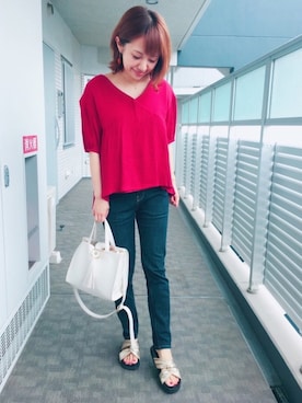 「BEAMS（ビームス）のアイテム（ピアス（両耳用））」を使った、memeさん（レディース・158cm）の夏コーディネート