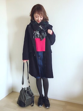 「アイテム（ダッフルコート）」を使った、memeさん（レディース・158cm）の冬コーディネート
