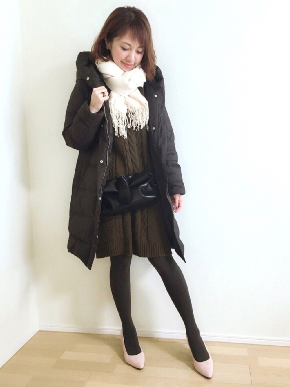 SLOBE ショールフード ロングダウンコート◇を使った人気ファッション