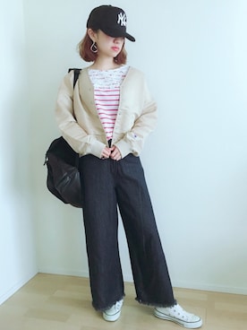 「リップスター」｜「アイテム（ブルゾン）」を使った、memeさん（レディース・158cm）の春コーディネート