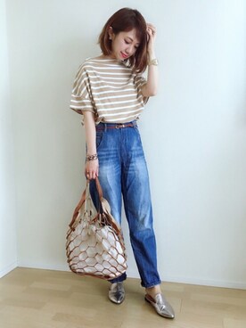 「BEAMS BOY（ビームスボーイ）のBEAMS BOY / アセチ ワイド リング（リング）」を使った、memeさん（レディース・158cm）の春コーディネート