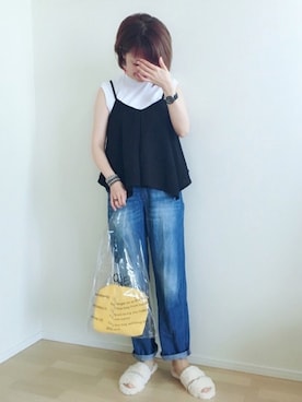 「BEAMS BOY（ビームスボーイ）のBEAMS BOY / アセチ ワイド リング（リング）」を使った、memeさん（レディース・158cm）の夏コーディネート