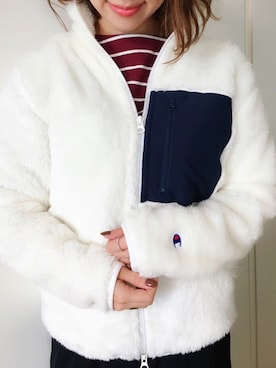 Champion チャンピオン の Champion チャンピオン 別注 シェルパフリーススタンドジップジャケット ボアブルゾン ブルゾン Wear