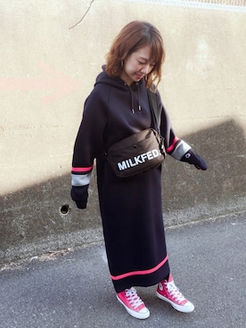 「アイラブCONVERSE」｜「アイテム（ワンピース/ドレス）」を使った、memeさん（レディース・158cm）の冬コーディネート
