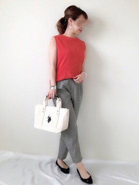 「U.S.POLO ASSN.」｜「アイテム（バレエシューズ）」を使った、memeさん（レディース・157cm）の夏コーディネート