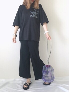 「NANO universe（ナノユニバース）のアイテム（ビーチサンダル）」を使った、memeさん（レディース・157cm）の夏コーディネート